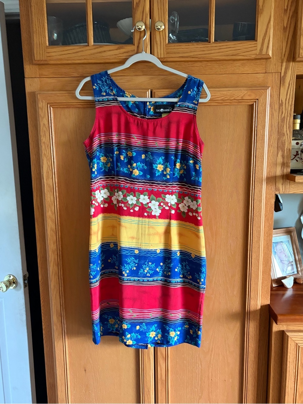 Sag Harbor Sleeveless Multi-Color Floral/Hawaiian Stripe Dress size 10